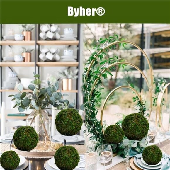 Natural Green Moss Decorative Ball,Handmade (3.5"-Set of 6) - Picture 4 of 8